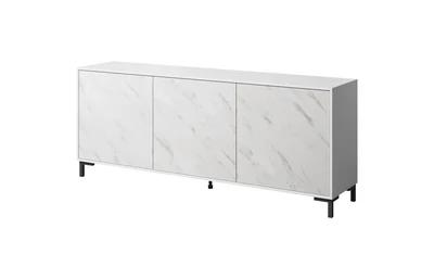 Komoda MARMO 3D, biały mat/marmur biały, wymiary 200x45x80,5 cm