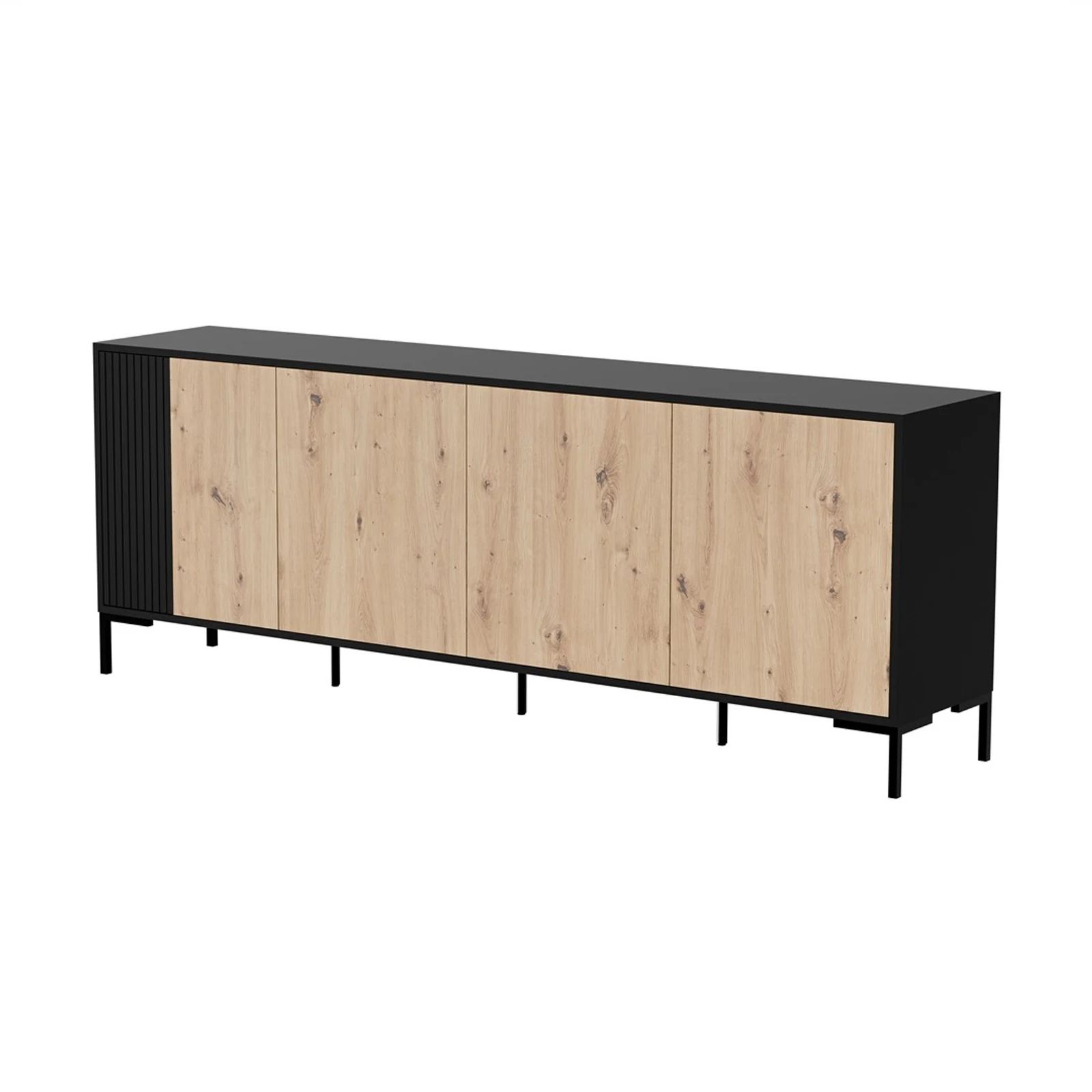 Komoda MERCI 200x40x74, czarny/dąb artisan — zdjęcie 1 z 3