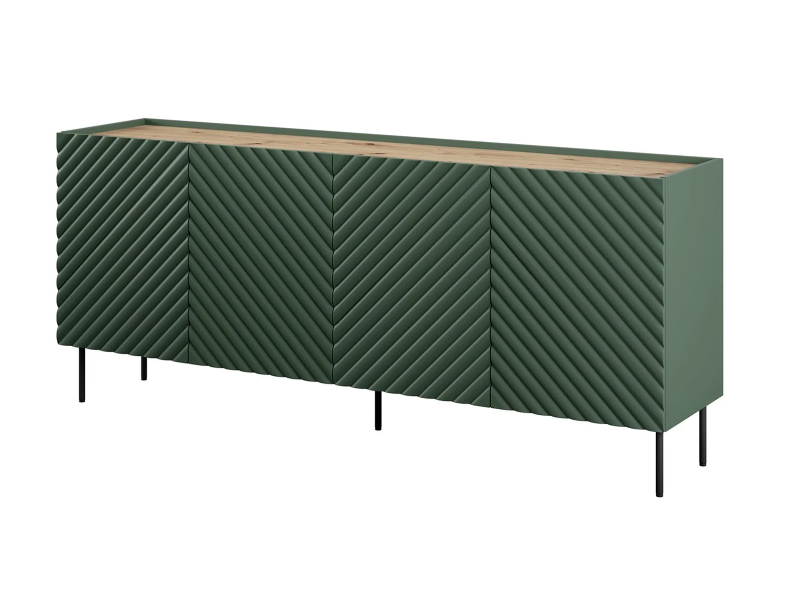 Komoda ONDA, 4 szuflady, 200x45x85 cm, zielona — zdjęcie 1 z 4