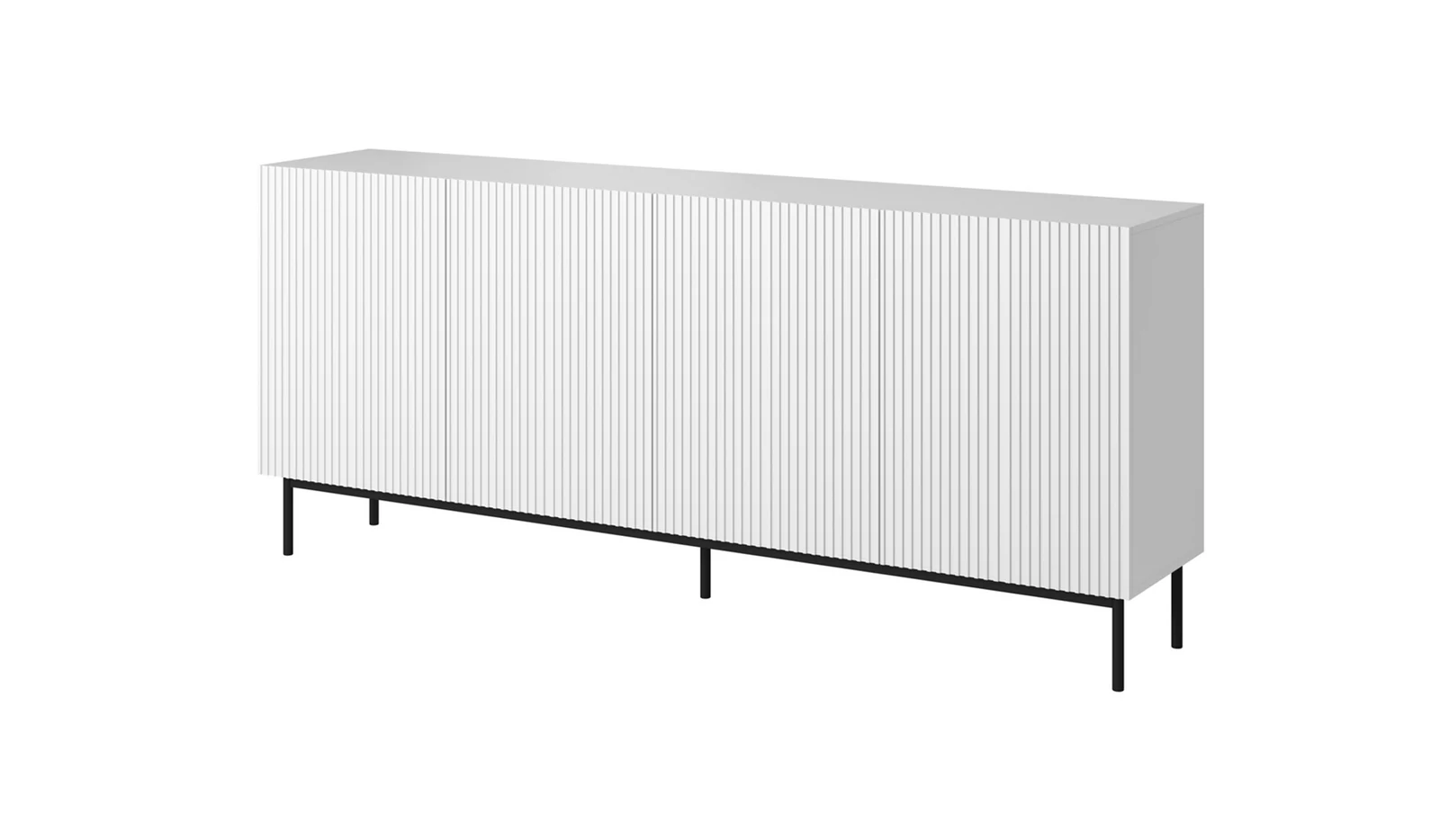 Komoda PAFOS 200x40x102 biała matowa na czarnym stelażu — zdjęcie 1 z 2