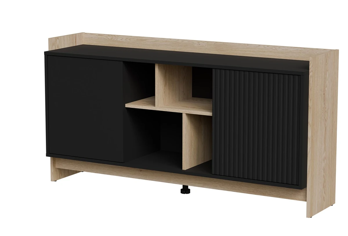 Komoda PORTO 2D 150x38x77 dęb/czarny