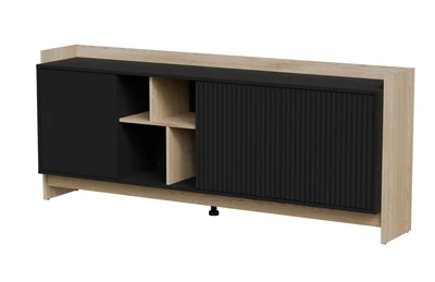 Komoda PORTO 3D 190x38x77 dęb/czarny Czysta nazwa: Komoda PORTO 3D 190x38x77 dęb/czarny