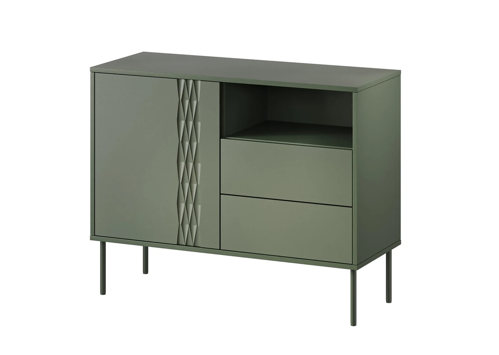 Komoda TRESSE 100x40x75 zielona matowa 1D2S — zdjęcie 1 z 4