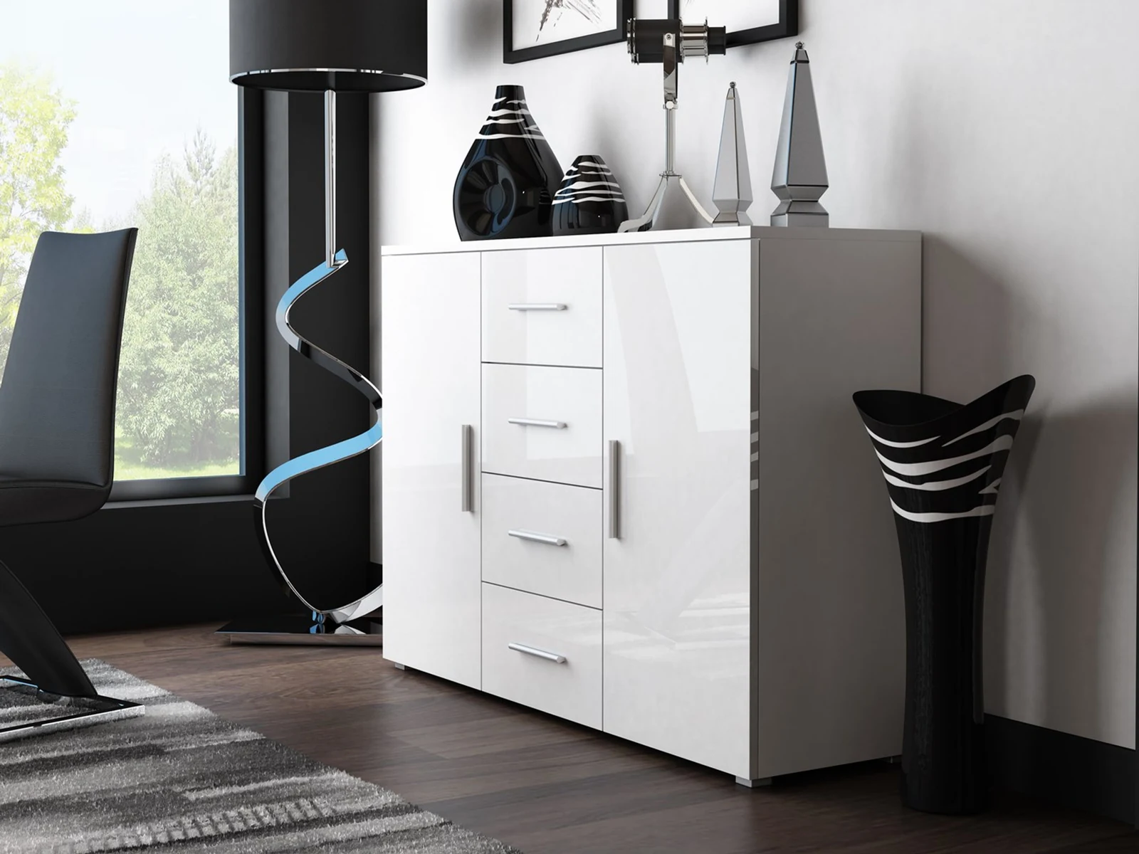 Komoda UNI biała z połyskiem (WHITE) — zdjęcie 1 z 3