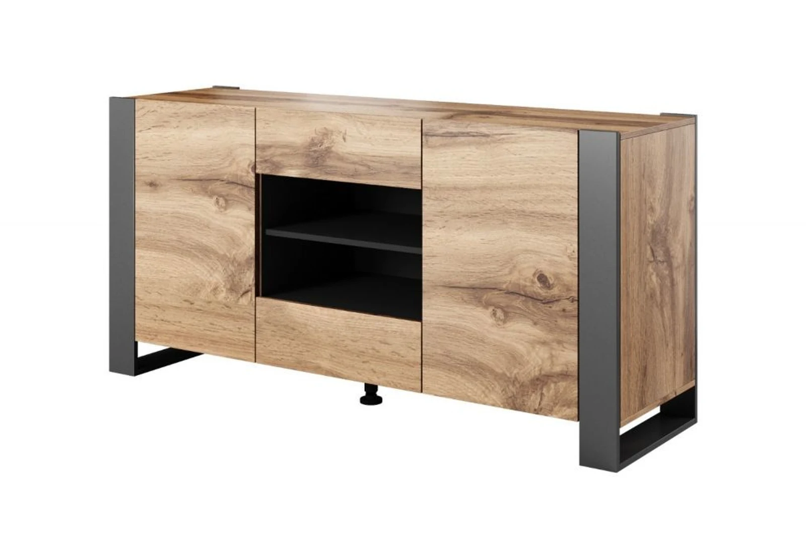 Komoda WOOD 164/44/80 Dąb Wotan + Antracyt — zdjęcie 1 z 4