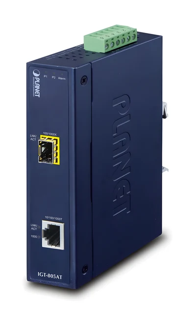 Konwerter światłowodowy PLANET IGT-805AT, niebieski, 1x SFP, 1000Mbps