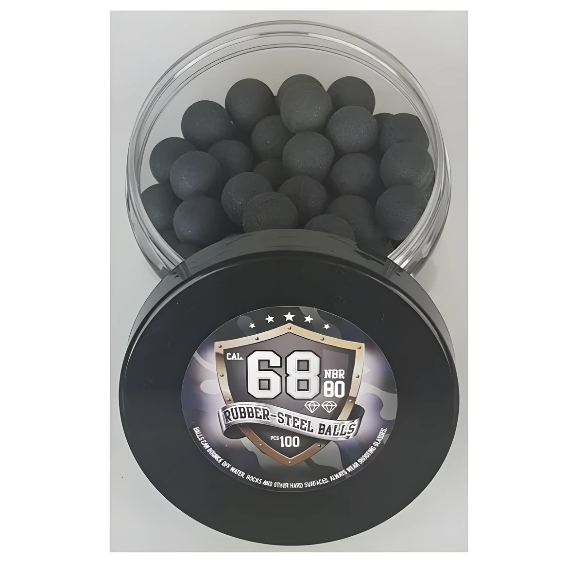 Kule gumowo-metalowe Guard Power, kaliber 68, 100 sztuk