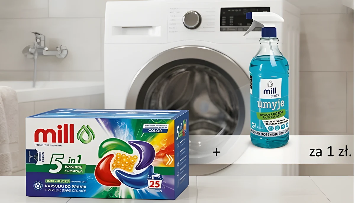 Kup kapsułki Mill Pro Color 25 szt.,+ płyn do szyb Mill Clean 1,22l za 1 zł