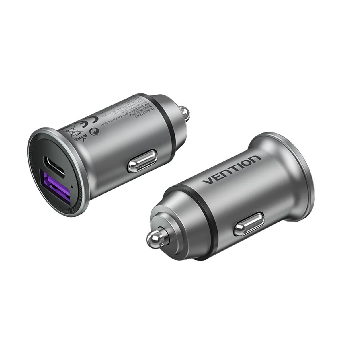 Ładowarka samochodowa Vention USB-A USB-C 30W PD