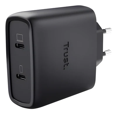 Ładowarka sieciowa TRUST GaN 65W MAXO, 2x USB-C, czarna