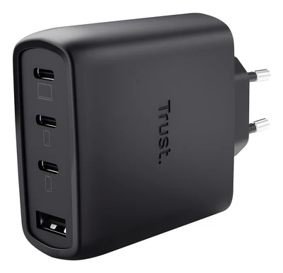 Ładowarka sieciowa TRUST MAXO 65W czarna, 3x USB-C, 1x USB-A