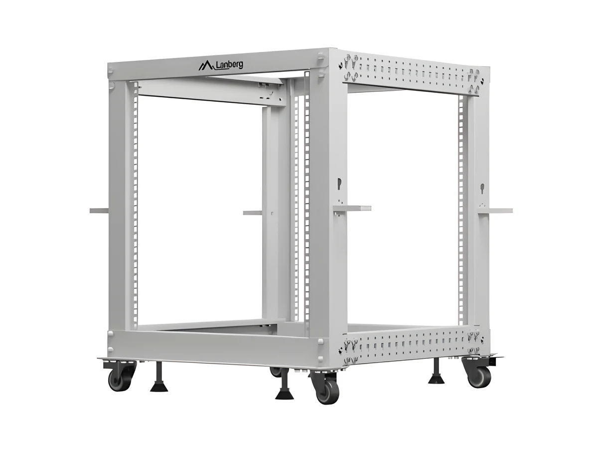 Szafa stojąca 19" Lanberg Open Rack 12U 600x600 mm, regulowana, szara