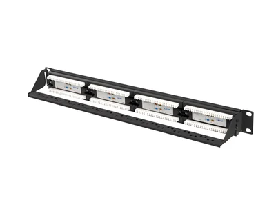 Panel krosowniczy LANBERG 24 porty, kategoria 6A, 1U, 19", czarny