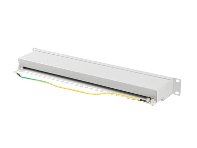 Panel krosowniczy LANBERG 24 porty, kategoria 6A, FTP, 1U, 19", szary