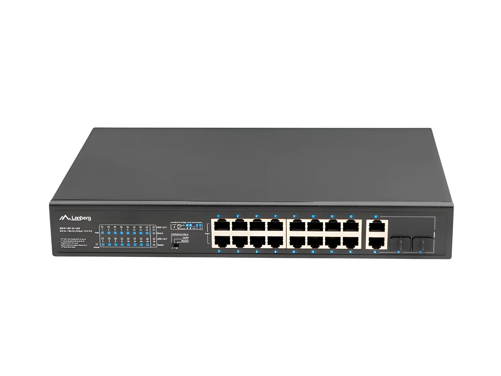 LANBERG SWITCH RACK 19" 16X 100MB POE+ 2X COMBO GIGABIT 250W — zdjęcie 1 z 7