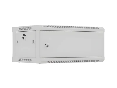 Szafa instalacyjna wisząca LANBERG 19" 4U 600x450 szara, drzwi metalowe (płaskie panele)