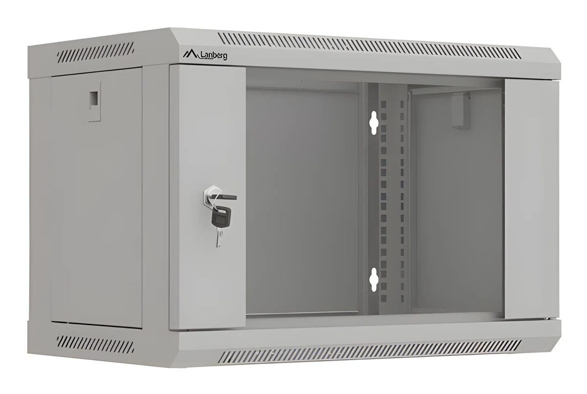 LANBERG SZAFA INSTALACYJNA RACK WISZĄCA 19" 6U 540X350 SZARA DRZWI PRZESZKLONE (FLAT PACK)