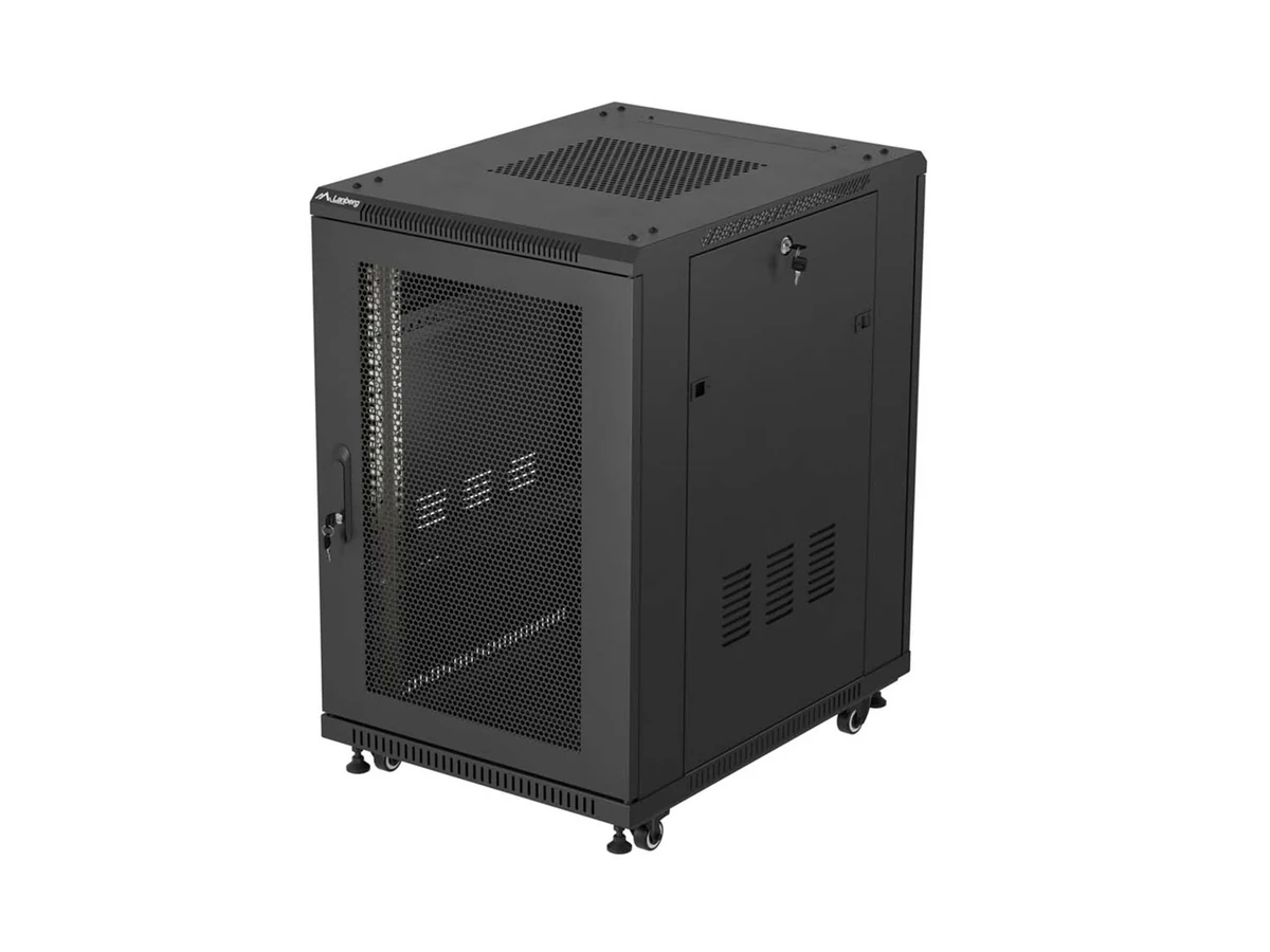 Szafa stojąca 19" Lanberg, model 18U 600x800, czarna