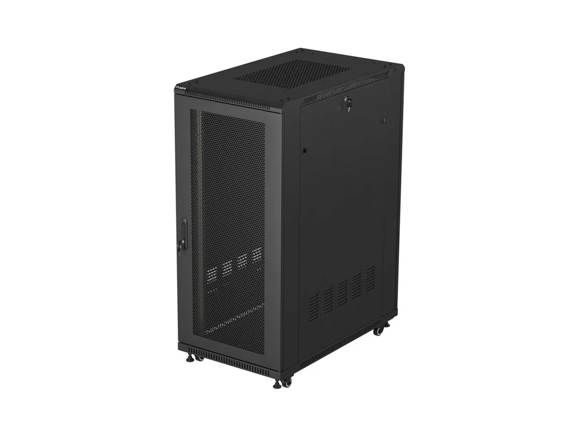 Szafa stojąca Rack 19" Lanberg, model WS19-600-1000-27U, czarna, 600x1000 mm, 27U