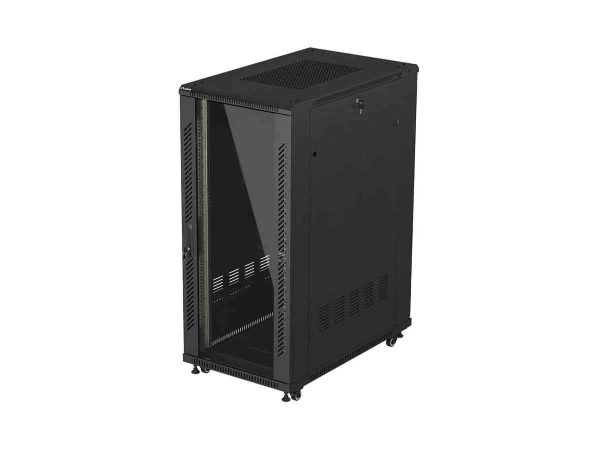 Szafa stojąca Rack 19" Lanberg, model WSM2762-B, 27U, 600x1000 mm, czarna