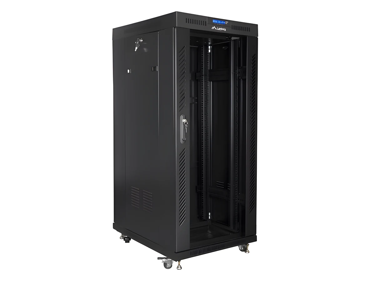 LANBERG SZAFA STOJĄCA RACK 19" 27U 800X1000 DRZWI SZKLANE LCD CZARNA (FLAT PACK) FF01-8027-12BL