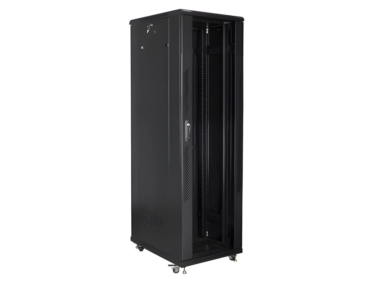 LANBERG SZAFA STOJĄCA RACK 19" 42U 600X1000 DRZWI SZKLANE CZARNA FF01-6042-12B (FLAT PACK)