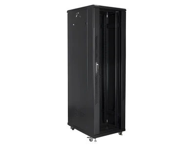 Szafa stojąca Rack 19" Lanberg FF01-6042-12B, 42U, 600x1000 mm, czarna, drzwi szklane (płaski pakiet)
