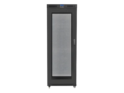Szafa stojąca Rack 19" Lanberg FF01-8042-23BL, 42U, 800x1000 mm, czarna, z perforowanymi drzwiami i wyświetlaczem LCD
