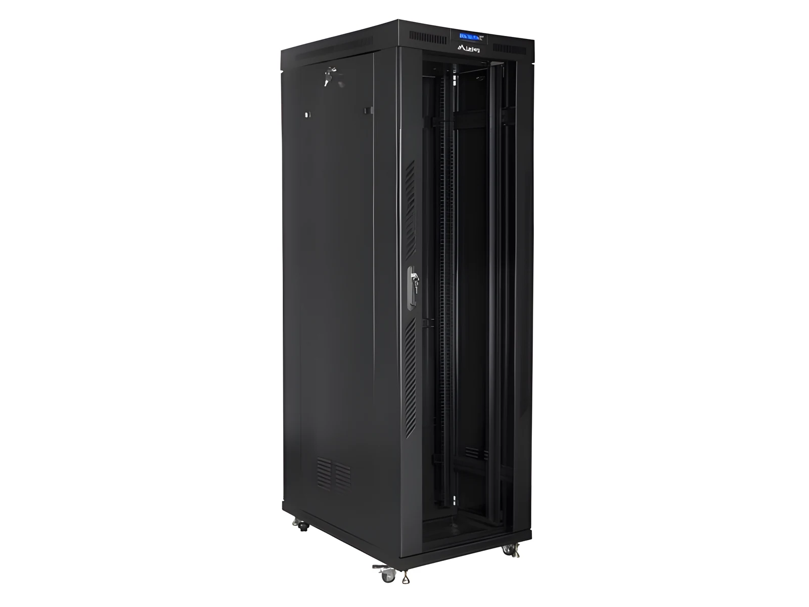 Szafa stojąca Rack 19" Lanberg FF01-8042-12BL, 42U, 800x1000 mm, czarna, drzwi szklane LCD — zdjęcie 1 z 5