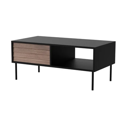 Ława drewniana CORTINA 100x55x45, czarny/orzech
