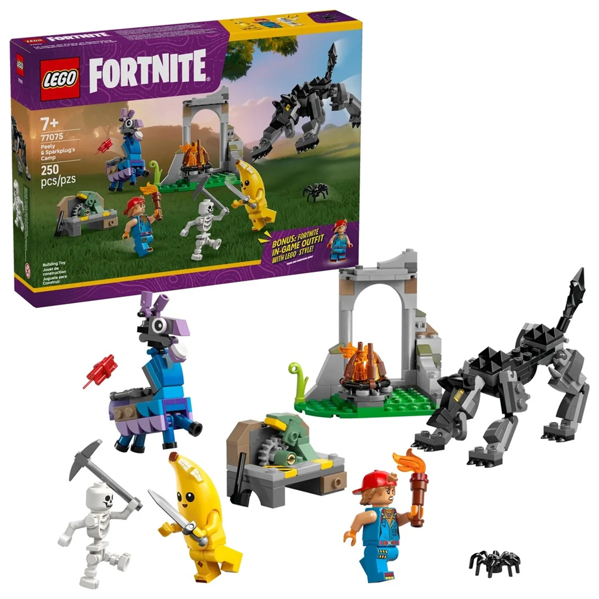 LEGO Fortnite 77075 - Zestaw Skórek i Iskra oraz Obozowisko