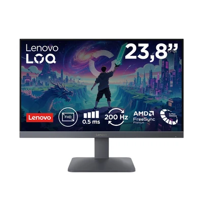 Monitor Lenovo LOQ 24-10, 23.8" FHD, 200 Hz, 250 nitów, HDMI, DP, szary