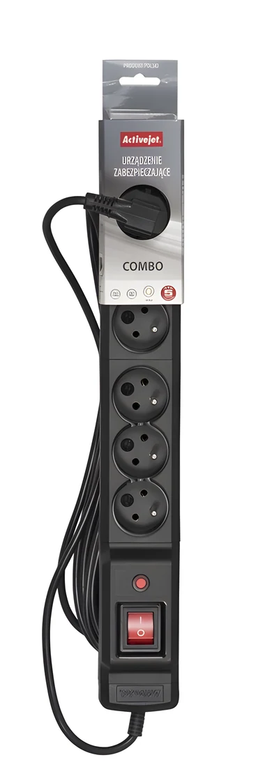 Listwa zasilająca Activejet COMBO, 1.5 m, czarna