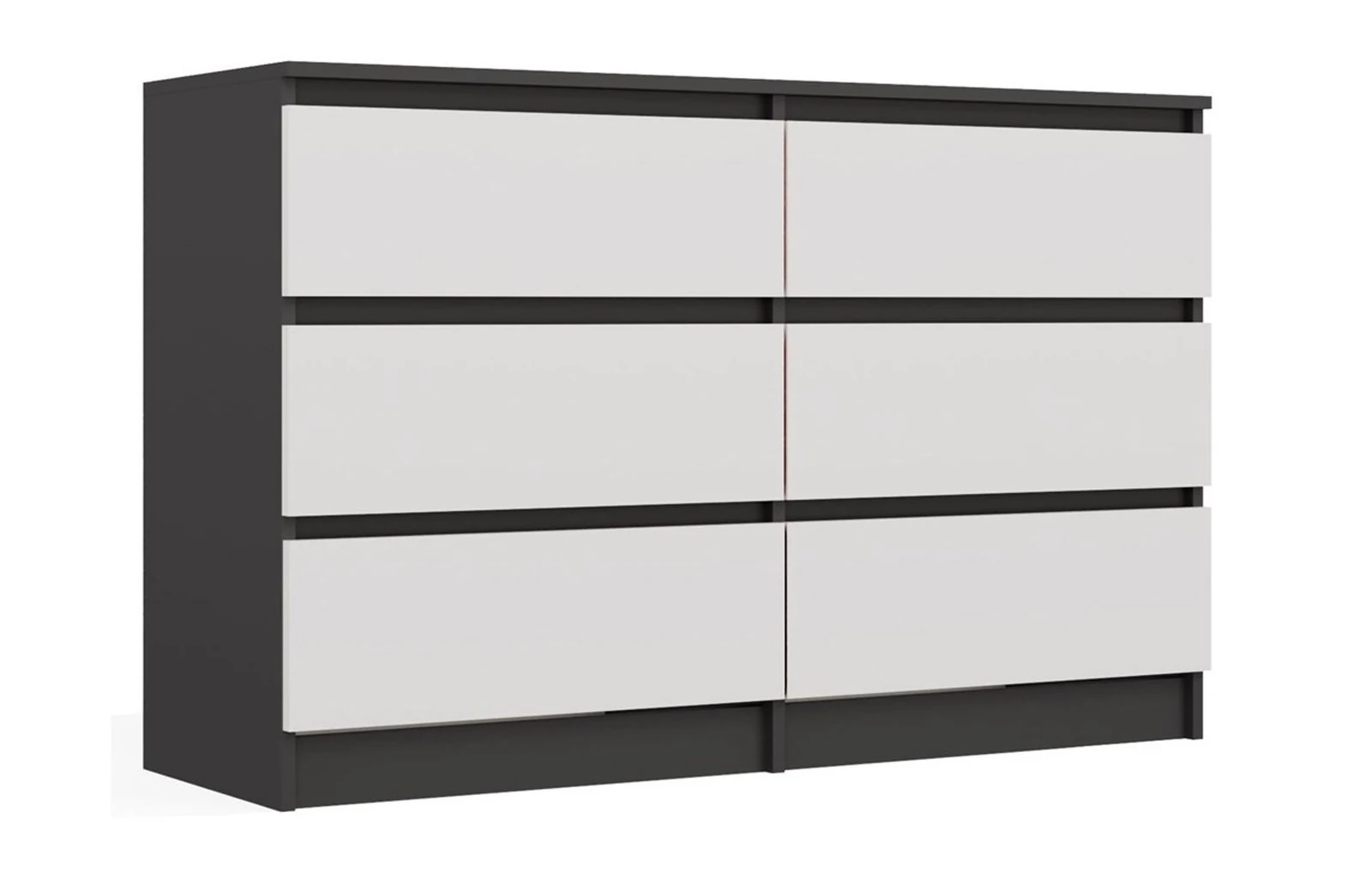 Komoda Malwa 120 cm, 6 szuflad, antracyt/biel, zestaw — zdjęcie 1 z 8
