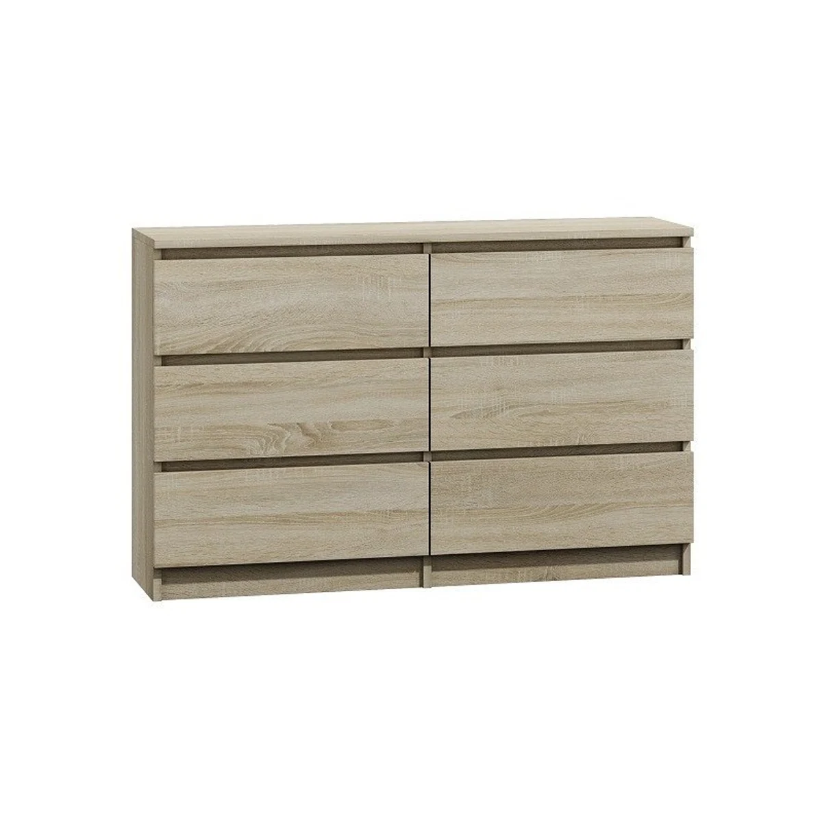 Komoda Malwa 120 cm, 6 szuflad, kolor sonoma