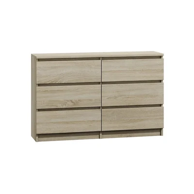 Komoda Malwa 120 cm, 6 szuflad, kolor sonoma