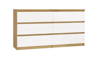 Komoda Malwa 140 cm, 6 szuflad, biała