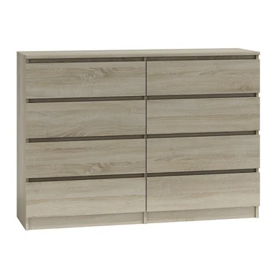 Komoda Malwa 140 cm, 8 szuflad, kolor sonoma