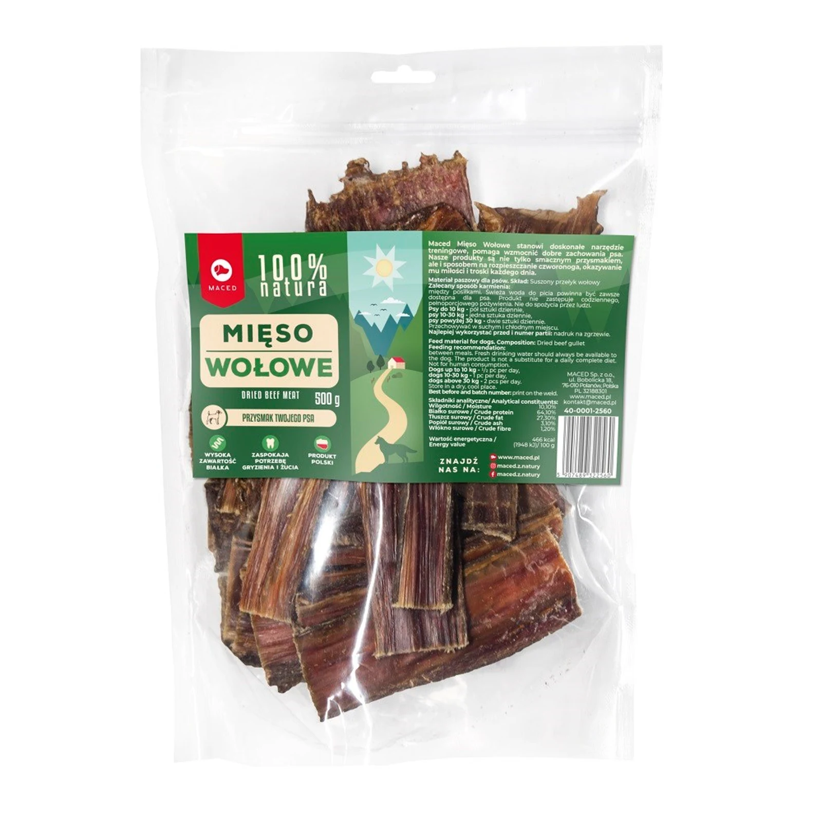 Przysmak dla psa - 100% naturalne mięso wołowe 500g