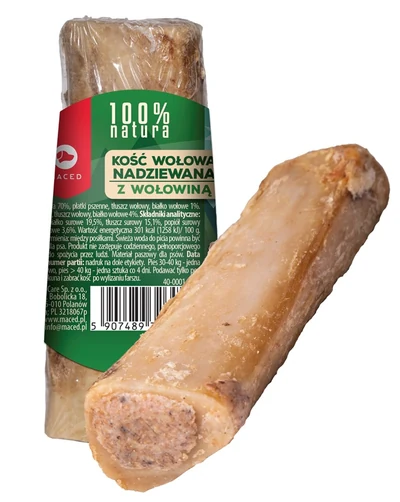 Przysmak dla psa - Kość nadziewana wołowiną 150g