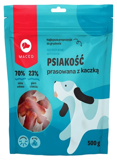 Przysmak dla psa - Kość prasowana biała z kaczką 500g