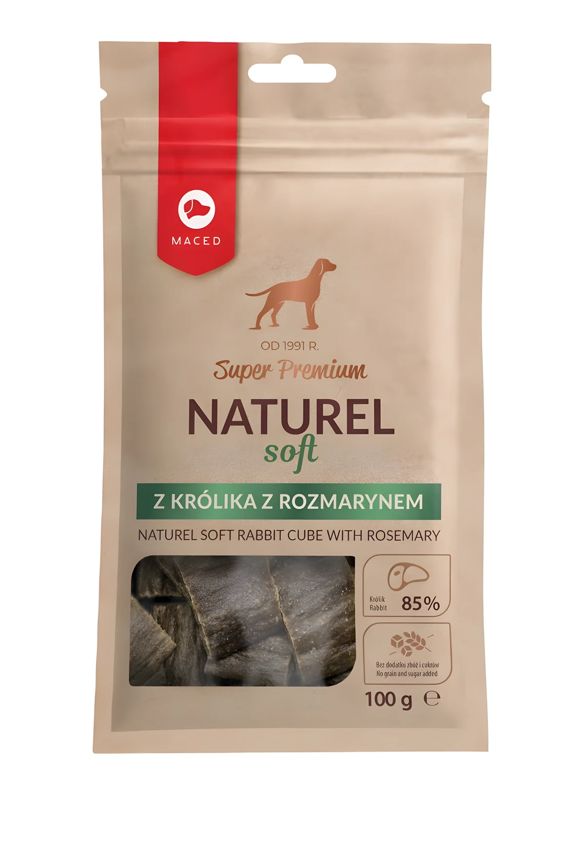 MACED NATUREL SOFT - Przysmak dla psa z królikiem i rozmarynem - 100g