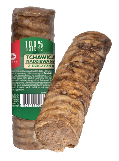 Przysmak dla psa MACED Tchawica mała nadziewana dziczyzną 120g