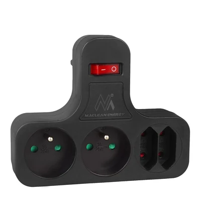 Rozgałęźnik zasilania Maclean MCE224 E/B - poczwórny, czarny