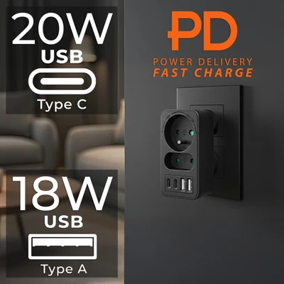 Rozgałęźnik prądowy Maclean X2 + 4x USB