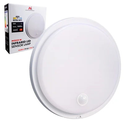 MACLEAN LAMPA LED Z CZUJNIKIEM RUCHU, BIAŁA, 10W, IP65