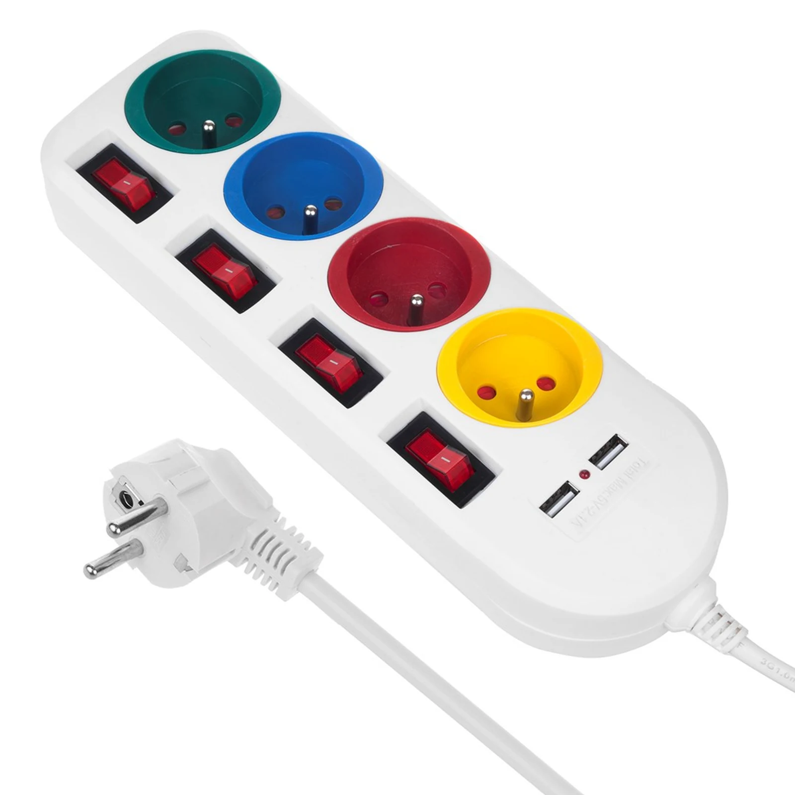 MACLEAN MCE229W Listwa Zasilająca 4 Gniazda 2xUSB — zdjęcie 1 z 5