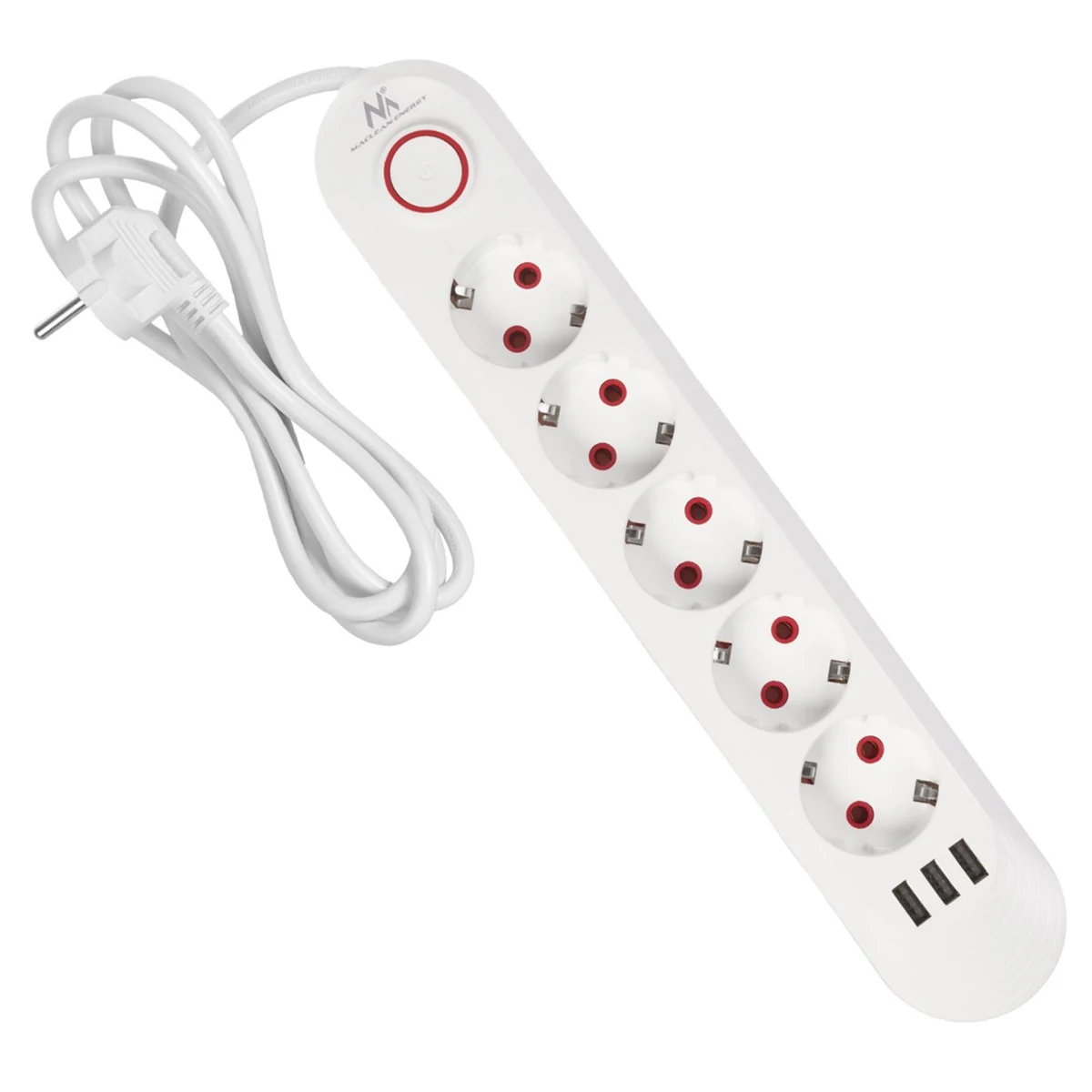 MACLEAN MCE395 W - Listwa zasilająca 5 gniazd + 3xUSB, 1,5m