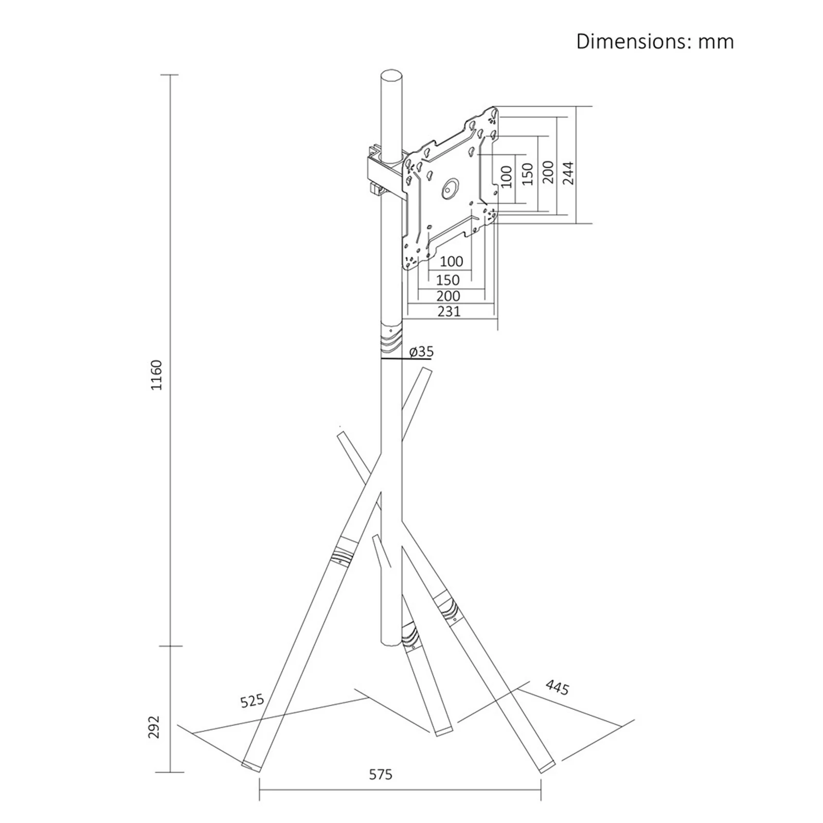 MACLEAN UCHWYT / STOJAK PODŁOGOWY DO TV, 27-55", MAX. VESA 200X200, MAX. 60KG MC-181 W — zdjęcie 1 z 8