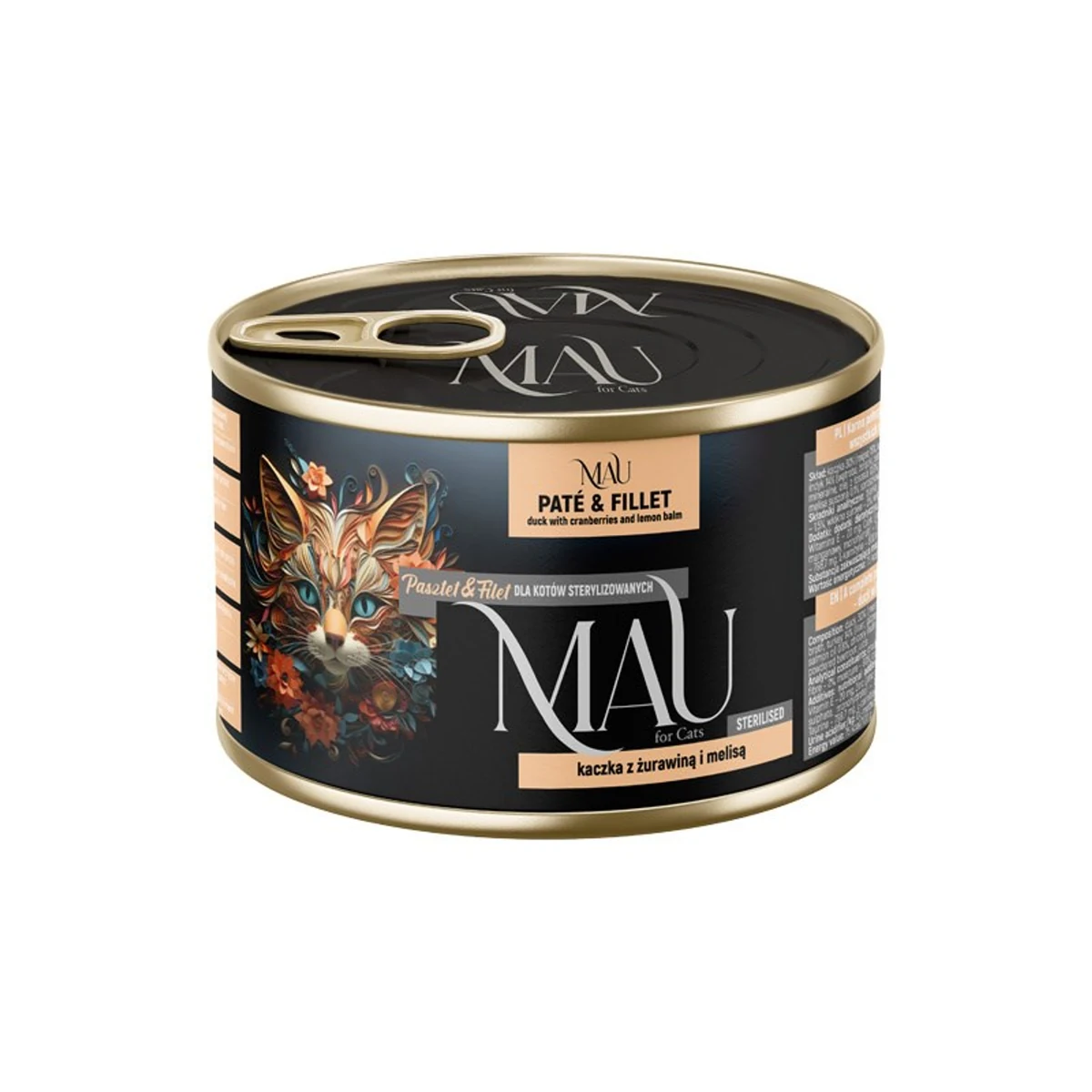 MAU P&F kaczka z żurawiną i melisą -kar.dla kota steryliz. 185g